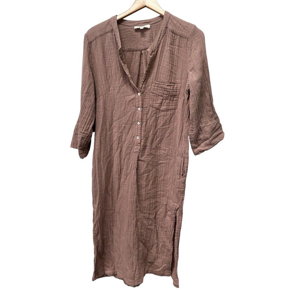 Everyday Ritual Muslin Cotton Long Dress Coverup Brown Sz Small Casual